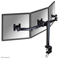 Neomounts Tilt/Turn/Rotate Triple desk monitor arm (clamp) for three 10-21" Monitor Screens, Height Adjustable - Black										