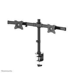 Neomounts Tilt/Turn/Rotate Dual desk monitor arm (clamp & grommet) for two 10-27" Monitor Screens, Height Adjustable - Black									